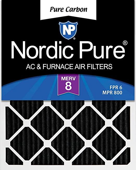 Nordic Pure 12x24x1 Pure Carbon Pleated Odor Reduction AC Furnace Air Filters, 3 Pack, 3 piece