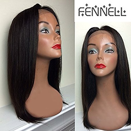 Fennell Silky Straight Human Hair Lace Front Wigs With Baby Hair 100% Natural Color Human Hair Full Lace Wigs For Women (Lace front wig16 inches)