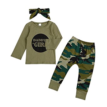 GRNSHTS Baby Girls Boys Daddy’s Baby Camouflage Pants Set
