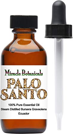 Miracle Botanicals Wildcrafted Palo Santo Essential Oil - 100% Pure Bursera Graveolens - Therapeutic Grade (60ml/2oz)