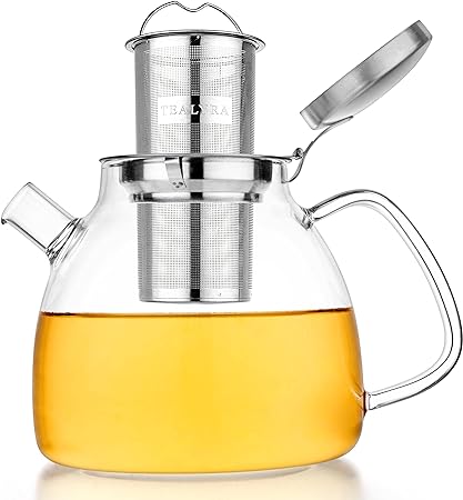 Tealyra - Tempered Glass Teapot – Borosilicate Clear Glass Teapot with Removable Stainless Steel Infuser - Stove Top Safe Glass Teapot Kettle - Best Loose Leaf Teapot (27oz teapot / 800 ml)