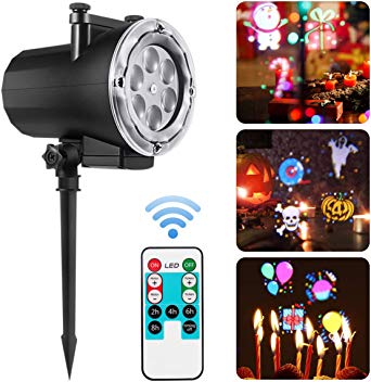 Christmas Projector Lights 12 Slides Ocean Wave Lights Moving Patterns with High Brightness LED Landscape Lights Waterproof Outdoor Indoor Xmas Theme Party Wedding Decorations