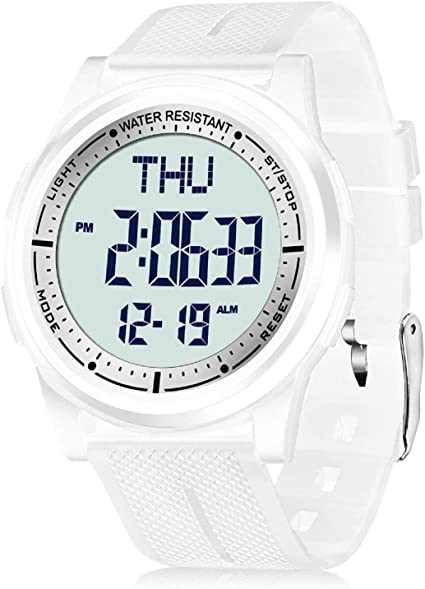 WIFORT Mens Women Digital Sports Watch Ultra-Thin and Wide Angle Vision Design, 5ATM Swimming Waterproof, Countdown Dual Time Split Time Stopwatch Backlight Alarm Mode, Wrist Watches for Boys Girls