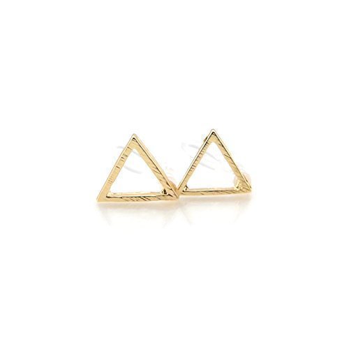 Open Triangle Invisible Clip On Stud Earrings for Non-Pierced Ears 9mm Gold-Tone