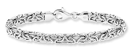 MiaBella 925 Sterling Silver Italian Byzantine Link Chain Bracelet for Women, 7.25", 8"
