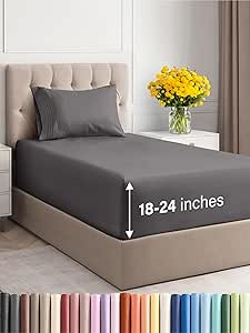 Extra Deep Pocket Twin XL Sheets - 3 Piece Breathable & Cooling Bed Sheets - Hotel Luxury Bed Sheet Set - Soft, Wrinkle Free & Comfy - Easily Fits Extra Deep Mattresses - Deep Pocket Dark Grey Sheets