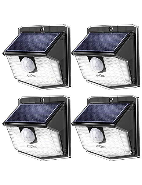 LITOM Lite 30 LED Solar Lights Outdoor, Wireless Easy to Install Motion Sensor Light with 270° Wide Angle, IP65 Waterproof Solar Security Light For Front Door, Yard, Garage, Garden, Patio, Deck-4 Pack