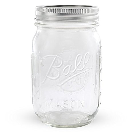 1 Ball Mason Jar with Lid - Regular Mouth - 16 oz