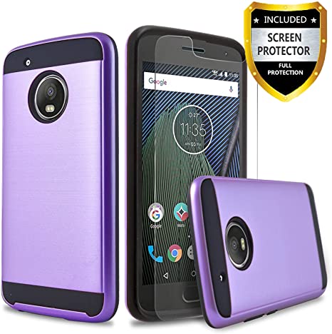 Circlemalls Moto X4 Case, 2-Piece Style Hybrid Shockproof Hard Case Cover with [Premium Screen Protector] and Touch Screen Pen for Motorola Moto X4(Purple)
