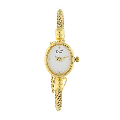 Titan Women's Raga Gold Metal Jewellery Bangle Design, Bracelet Clasp, Quartz Glass, Water Resistant Analog Wrist Watch