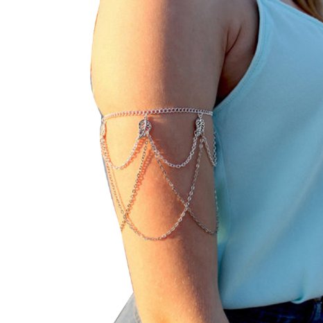 Tonsee Fringed Leaves Arm Harness Slave Chain Cuff Armband Armlet Bracelet