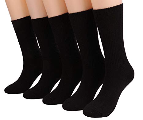 5 Pairs Womens Crew Socks All Season Soft Slouch Knit Cotton Socks Solid Color,5-10 W81