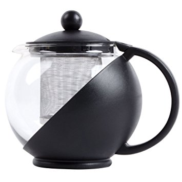 Tempered Glass 5-Cup Tea Pot w/ Removable Steel Infuser, 40 Fluid Ounces by Pride Of India