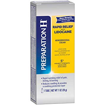 Preparation H Rapid Relief with Lidocaine Hemorrhoid Symptom Treatment Cream (1.0 Ounce Tube), Numbing Relief for Pain, Burning & Itching