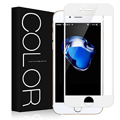 iPhone 7 Screen Protector G-Color Tempered Glass Screen Protector [Full Coverage][Bubble-Free] [9H Hardness] [Scratch-resistant] Screen Protector for Apple iPhone 7 (White)