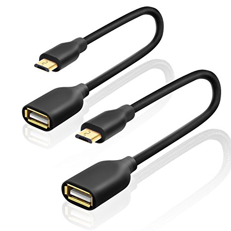 Besgoods 2-Pack Micro USB 2.0 Cable OTG USB On The Go Adapter Male Micro USB to Female short USB Cables OTG Adapter for Samsung/Google/ Sony/HTC/Android or Smartphones Tablets with OTG Function 6inch