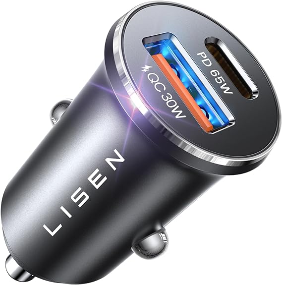 LISEN 95Wシガーソケット usb-c 2ポート シガーソケット 急速充電 【95W&最速充電速度】 12V/24V車対応 シガーソケット usb PD65W QC30W カーチャージャー オールメタルType C カーチャージャー iPhone 15/14/13/SE/12/11/X/8 Xperia Samsung iPadなどに対応