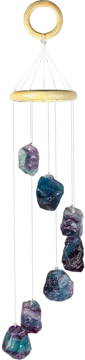 rockcloud Fluorite Raw Stones Wind Chime Home Garden Decoration Figurine