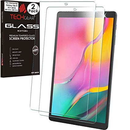 TECHGEAR [2 Pack GLASS Edition Screen Protector Compatible with Samsung Galaxy Tab A 10.1" 2019 (SM-T510 / SM-T515), Tempered Glass Screen Protector [9H] [HD Clarity] [Scratch-Resistant] [No-Bubble]