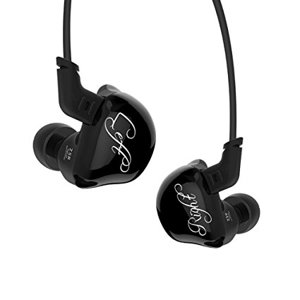 Triple Driver In-Ear Headphones, KZ ZSR High Fidelity Dynamic Hybrid Earbuds(Earphones) (Black)