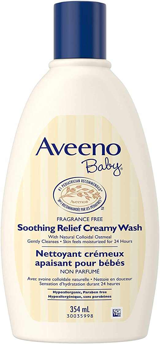 Aveeno Baby Eczema Creamy Wash with Colloidal Oatmeal, Soothing Relief for Dry, Itchy Skin, Unscented and Paraben Free, 354 mL