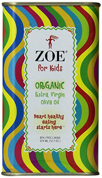 Zoe for Kids Organic Extra Virgin Olive Oil 12.7 FL. OZ. tin 2 Count, Organic Spanish Extra Virgin Olive Oil, First Cold Pressing of Spanish Hojiblanca and Arbequina Olives, Aromatic Buttery Flavor