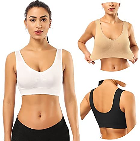 Super Comfort Bra, Womens Sports Bras Removable Pads Plus Size Slee