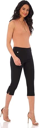 Rekucci Women's Straight Leg Comfort Capri w/Tummy Control and Secret Pocket