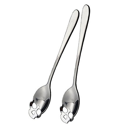 (Limited Promotion)IMPORX Sugar Skull Spoons Tea Spoons Coffee Spoon - Stainless Steel, 2 Pack