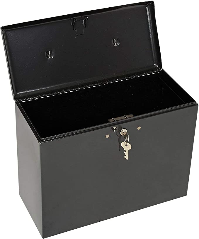 Master Lock File Box with Lock, Large Locking File Box for Documents, Steel Lock Box with Keys, 7148D