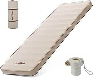 Naturehike Camping Mattress with Portable Air Pump, 4" Thick Self Inflating Sleeping Pad, Roll Up Bed, R-Value 9.5 for 4-Season Insulation, Comfort in Tent, Car, Truck, Van (Twin)