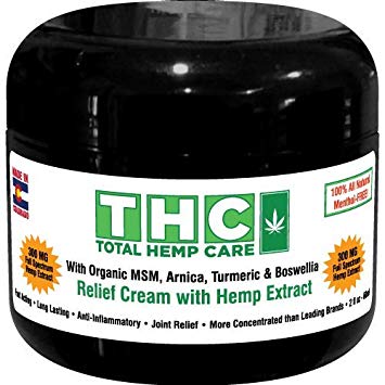 Pain Relief Cream W/Full-Spectrum Rich Hemp Extract- (300mg  45mg CBC,CBG)   Organic MSM, Arnica, Turmeric & Boswellia (300mg)