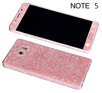 Dreams Mall(TM)Bling Glitter Crystal Diamond Whole Body Protector Film Sticker for Samsung Galaxy Note 5-Light Pink