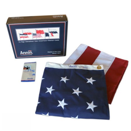 American Flag 3x5 ft. Tough-Tex the Strongest, Longest Lasting Flag by Annin Flagmakers, 100% Made in USA with Sewn Stripes, Embroidered Stars and Brass Grommets.  Model 2710