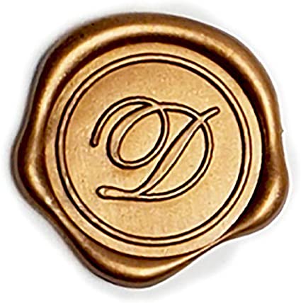 Adhesive Wax Seal Stickers 25Pk Pre-Made from Real Sealing Wax-Gold Initials (Initial D)