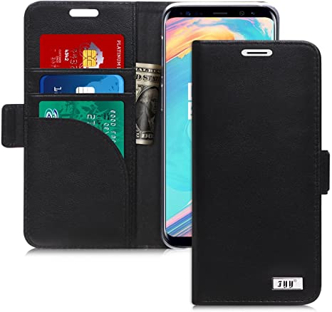 Galaxy S9 Case, Samsung S9 Wallet Case, fyy[RFID Blocking] Genuine Leather Case with Kickstand Card Holder Protective Flip Case for Samsung Galaxy S9 (2018) Black