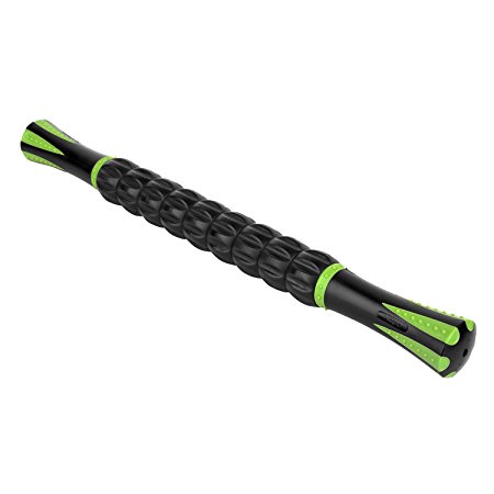 Naipo Muscle Roller Stick - Sports Massage Stick for Relax & Relieve Muscle Soreness, Legs and Back Recovery - 18" in Black Green