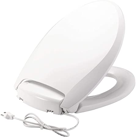 BEMIS Radiance Heated Night Light Toilet Seat Will Slow Close and Never Loosen, Elongated, Long Lasting Plastic, White, H1900NL 000