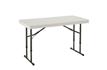 Lifetime 80161 4-Foot Commercial Adjustable Height Folding Table, Almond Tabletop with Bronze Frame