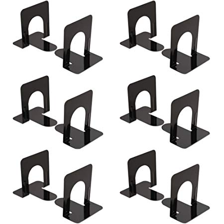 Universal Economy Bookends, Standard, 4 3/4 x 5 1/4 x 5, Heavy Gauge Steel, Black (6)