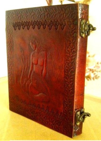 QualityArt Handmade Leather Journal Mermaid Leather Notebook Diary Sketchbook Travel Blank Book 9x7 Inches Brown