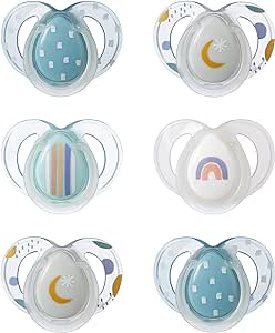 Tommee Tippee Nighttime Dummies, 6-18 months, 6 pack of glow in the dark Dummiess with symmetrical silicone baglet