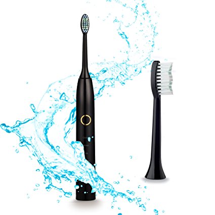 Rechargeable Electric Toothbrush with Sonic Cleaning System, XREXS Non-removable Battery Design Toothbrush with USB Charger Cable,waterproof (Black)