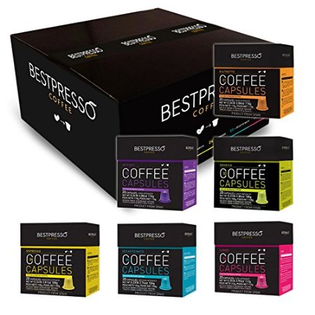 120 Bestpresso Nespresso Compatible Gourmet Coffee Capsules - Variety Pack - Natural Espresso Flavors - Nespresso Pods Alternative - Certified Genuine Espresso