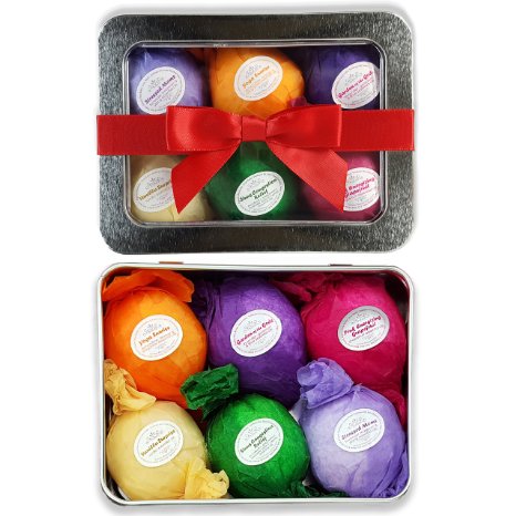 Bath Bombs Gift Set - USA Made - Ultra Lush SPA Fizzies Organic & All Natural Essential Oils. Best Spa & Beauty Product. Relaxation, Stress Relief and Dry Skin Relief Is Just One Bathtub Away! A Unique Gift for Her. Infused With Organic Shea and Cocoa Butter