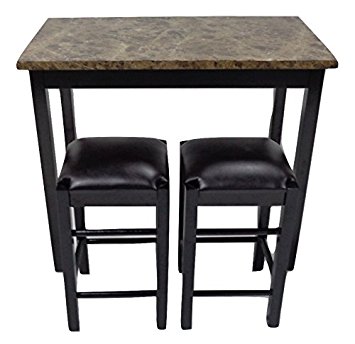 Pearington 36"H X 42"W 3 Piece Tavern/Counter Height Table with Faux Marble Top, Espresso Finish