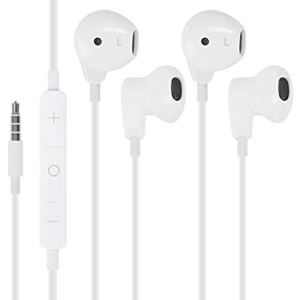 Aux Headphones/Earphones/Earbuds 3.5mm Wired Headphones Noise Isolating Earphones with Built-in Microphone & Volume Control Compatible with iPhone 6 SE 5S 4 iPod iPad Samsung/Android MP3