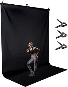 LimoStudio 9 x 13 feet Black Color Backdrop Screen Photo Background, Premium &gt; 150 GSM Higher Density Long Lifespan, Seamless A  Grade for Photo Video Streaming Events, Dark Black, AGG3263