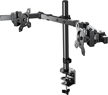 ErGear Dual Monitor Stand Mount 17-32", Adjustable Sliding Monitor Arms 26.4lbs, Desk Mount Stand with C-Clamp and Grommet Base, Black - EGCM5