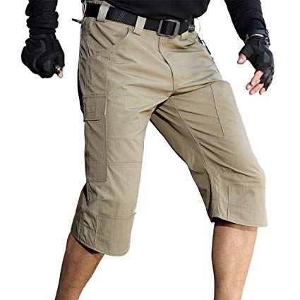 FREE SOLDIER Outdoor Men's Casual 3/4 Capri Shorts Pants Summer Breathable Multi-Pocket Trousers